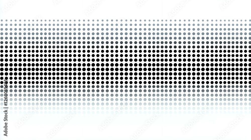 Poster abstract grayscale halftone dots pattern, seamlessly fading from black to white, creating a visually