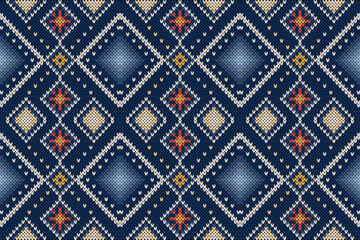 Knitting seamless patterns. Abstract geometric pattern design for wrapping paper, fabric pattern. Beautiful textile pattern for background or wallpaper. Decoration for Merry Christmas, Happy New Year.