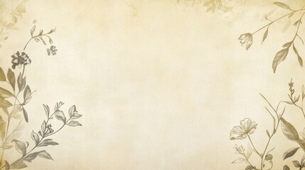 Blank parchment texture with vintage botanical watermarks, adding nostalgic whimsy, moderate white space for graceful placement, shot slightly tilted enhancing movement and vintage charm