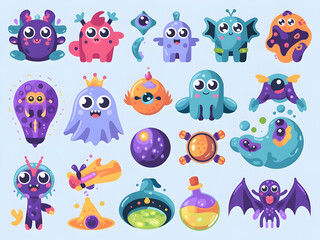 Cute Monster Characters Cartoon Illustration Design