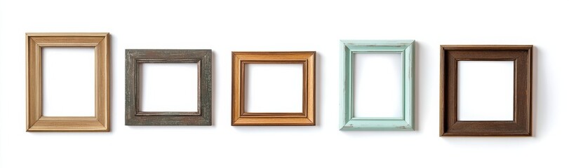 Fototapeta premium Picture frames isolated on white background luxury gold Vintage set