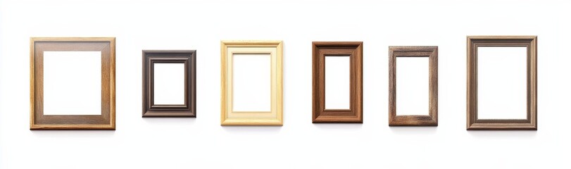 Picture frames isolated on white background luxury gold Vintage set
