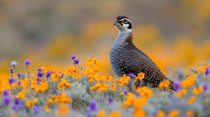 Exploring the vibrant ecosystem of Fort Collins: A Greater Sage-grouse surrounded by stunning wildflowers and diverse landscapes