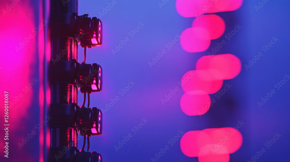 Poster exploring the creative intersection of light and technology: a vivid display of neon colors and abst