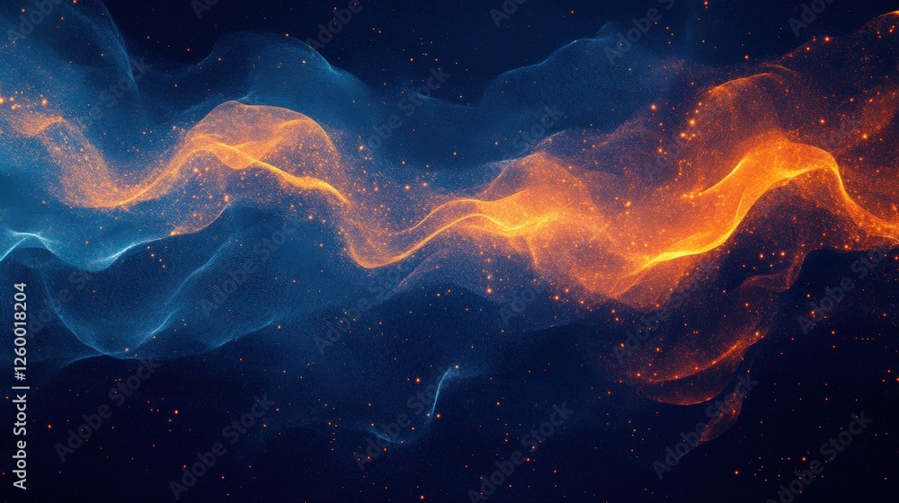 Aufkleber abstract colorful digital waves of light and particles in a dark space background