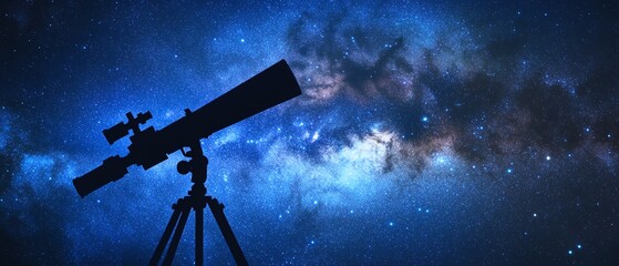Mesmerizing cosmic universe view through a telescope, with swirling starry galaxies, nebulae, and constellations sparkling in the deep blue night sky