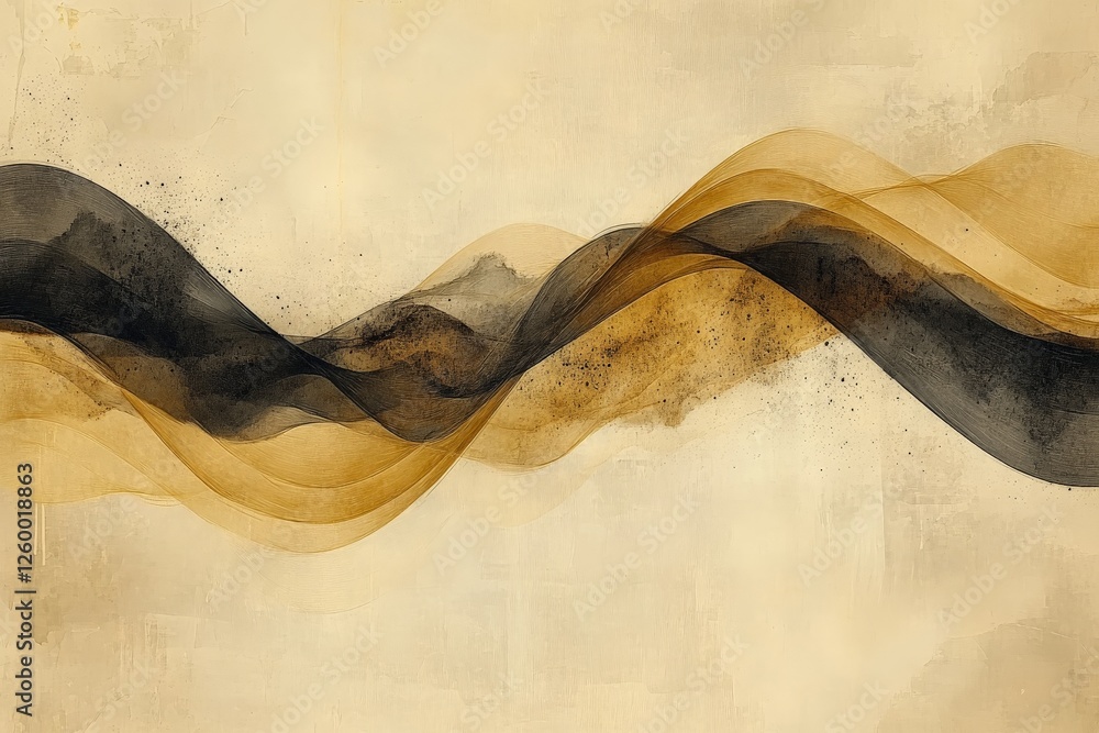 Poster flowing abstract design in warm tones creates a harmonious and calming atmosphere perfect for decor 