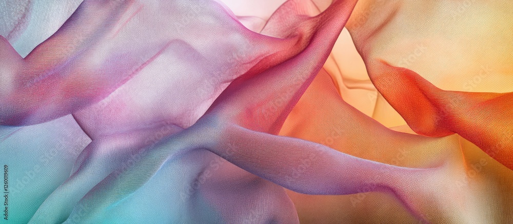 Poster soft colored mesh abstract design with gentle hues of orange, pink, and blue creating a harmonious b