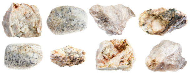 natural specimens of uncut albite rocks cutout