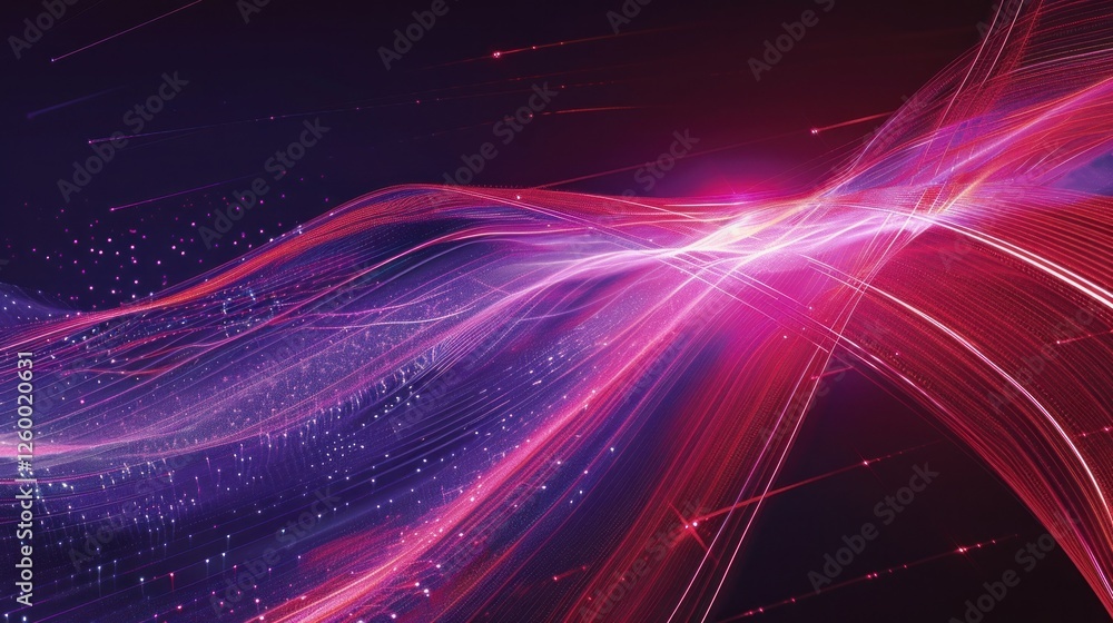 Poster colorful abstract wave patterns with dynamic light effects