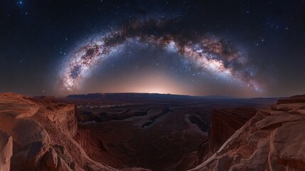 Obraz premium Majestic Milky Way Arcs Over Canyon Landscape