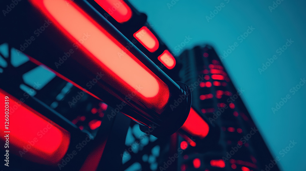 Poster exploring the intersection of light and structure: a futuristic perspective on modern technology and