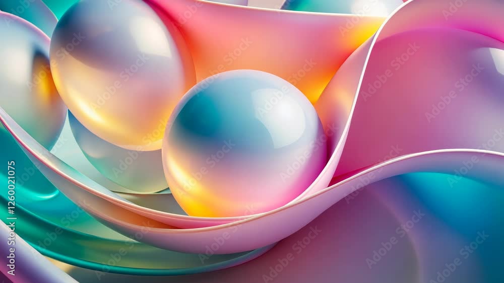 Poster colorful swirling orbs create a mesmerizing abstract display in a vibrant, dreamlike environment. ge