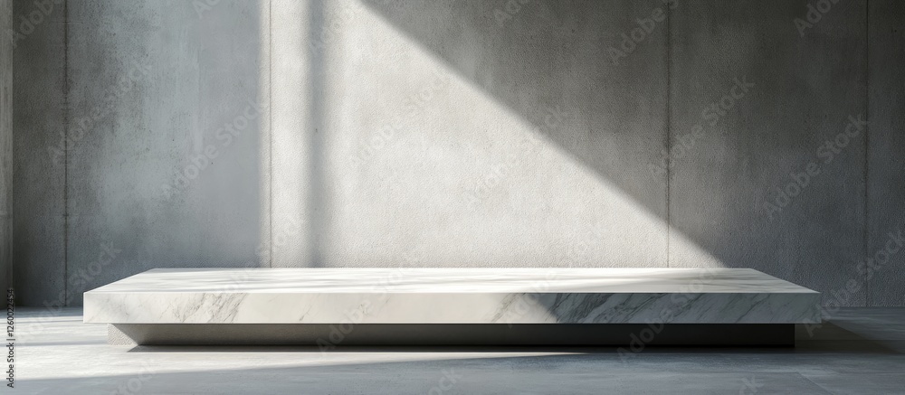 Aufkleber minimalistic concrete platform with a marble top, illuminated by indirect natural light casting soft