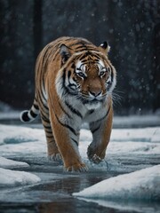 Obraz premium a big tiger in the snow