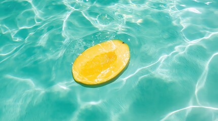 Refreshing Melon Slice In Turquoise WaterSurface A Summer Scene  Vibrant Melon And Water With Ripple