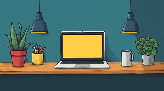 a hand drawn vector illustration of a laptop display it technology and remote work business idea of connection icon clipart and isolated vector object electronic device line art doodl