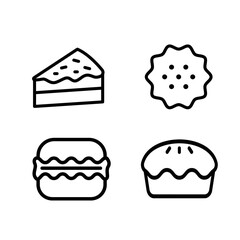 Bakery Pastry Line Art Icon Set Design