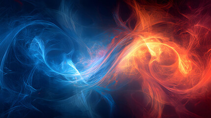 Fototapeta premium Fiery Abstract Art: Blue & Red Energy Swirl