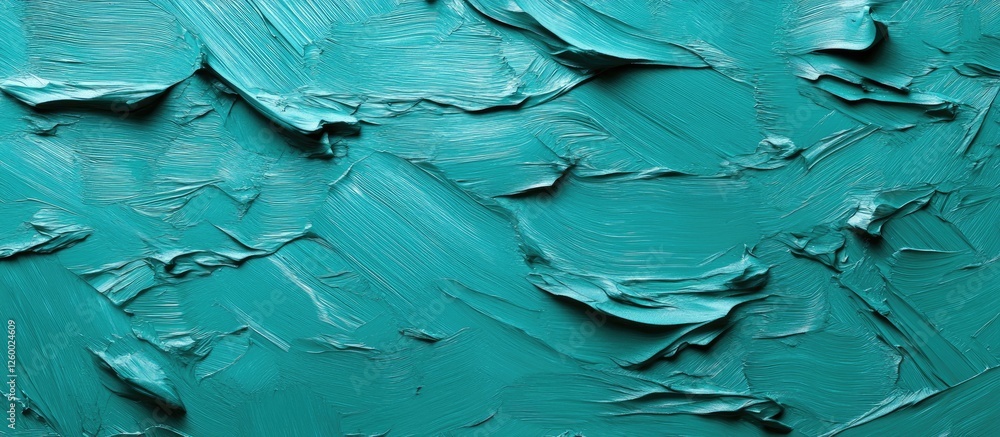 Poster textured abstract teal design with layered strokes and ridges in varying shades of blue and hints of