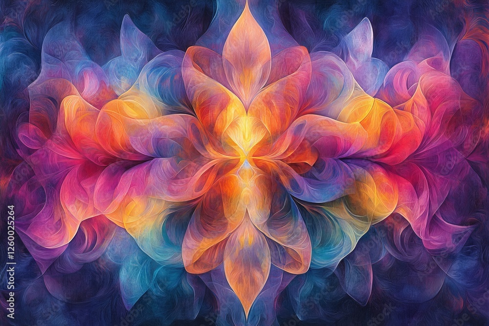Poster colorful abstract floral design with vibrant hues and smooth textures creating a mesmerizing visual 