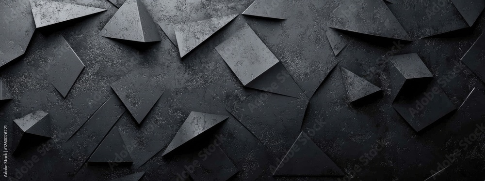 Poster sharp angles and triangles on a black background for design, banner template. white space in the cen