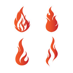 Fire Flame Vector Set Flat Illustration Design Template