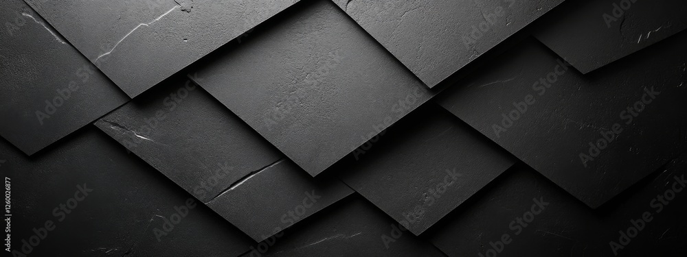 Poster sharp black background with angular elements for design, featuring white space in the center for tex