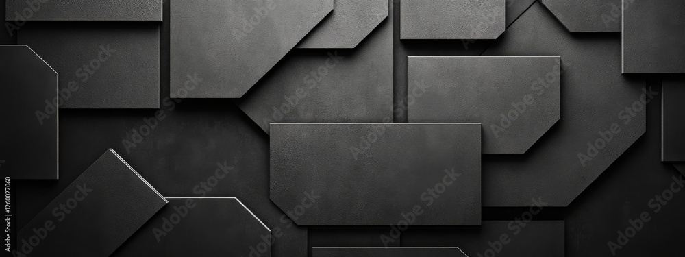 Poster sharp black background with angular shapes for design, featuring white space in the center for text.