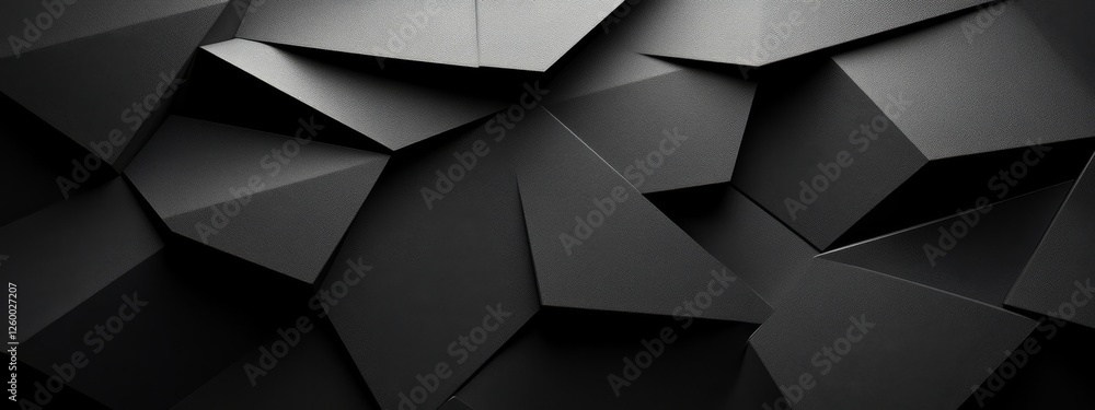 Poster sharp black background with angular shapes for design, featuring white space in the center for text.