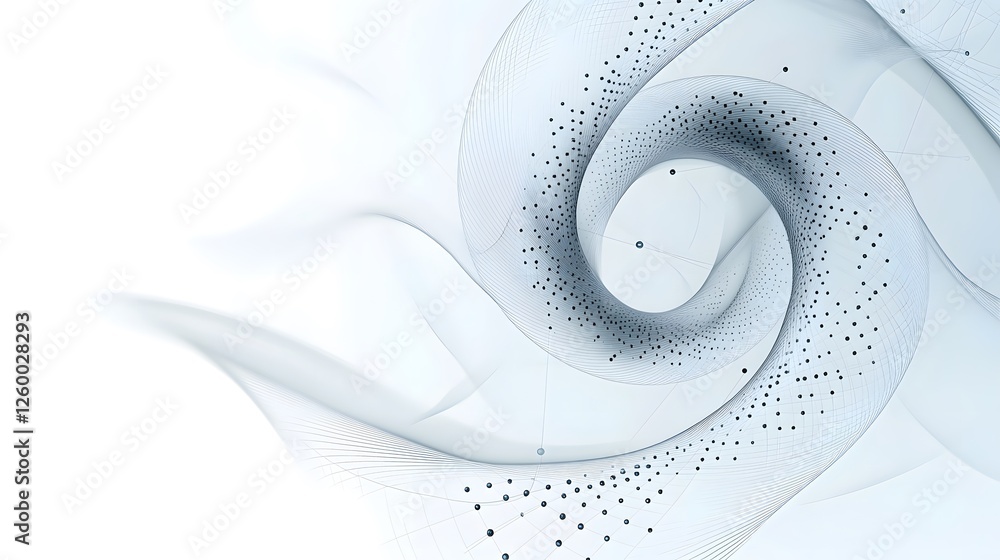 Poster abstract spiral design with lines and dots on white