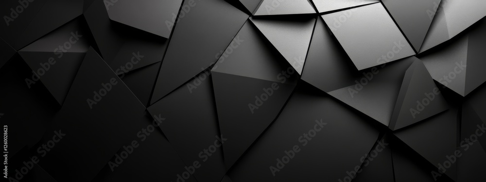 Poster sharp black triangles and lines on dark background - geometric design for banner template with white