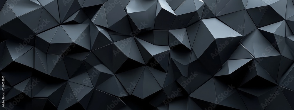 Poster sharp black triangles and lines on dark background - geometric design for banner template with white