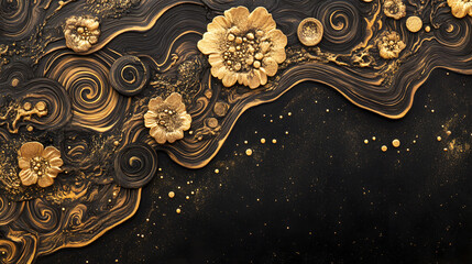 Golden Floral Swirls: Abstract Art Design