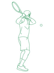 Tennis, player, poised, strike backhand,