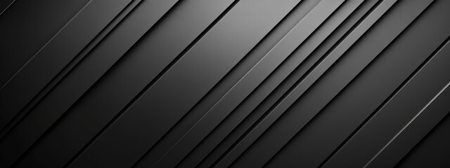 Obraz premium Simple minimalist abstract wallpaper with diagonal lines on a black background. Banner template with white space for text, ideal for modern and professional design applications.