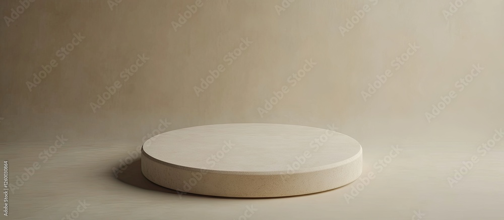 Poster circular podium on a light beige backdrop, designed for product displays, centered in the image with