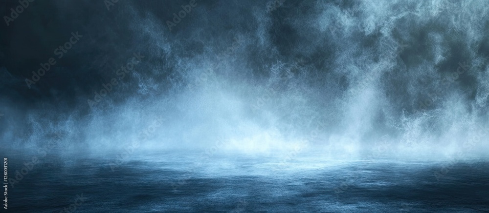 Poster abstract smoky fog in blue and purple hues creates an ethereal atmosphere on a dark textured backdro