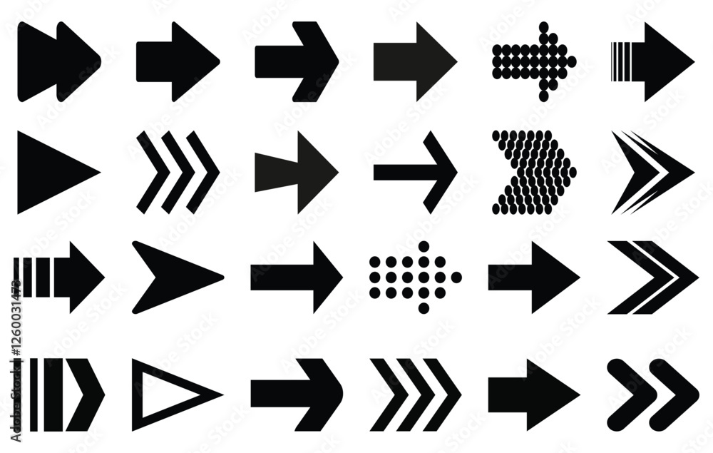 Poster arrow icon set. arrow. cursor. arrow vector collection. collection different arrow signs. black arro