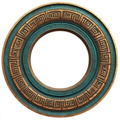 frame picture oval round isolated on white background luxury vintage retro gold