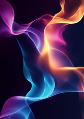 Obraz premium Abstract image of colorful, flowing, translucent waves on a dark background.