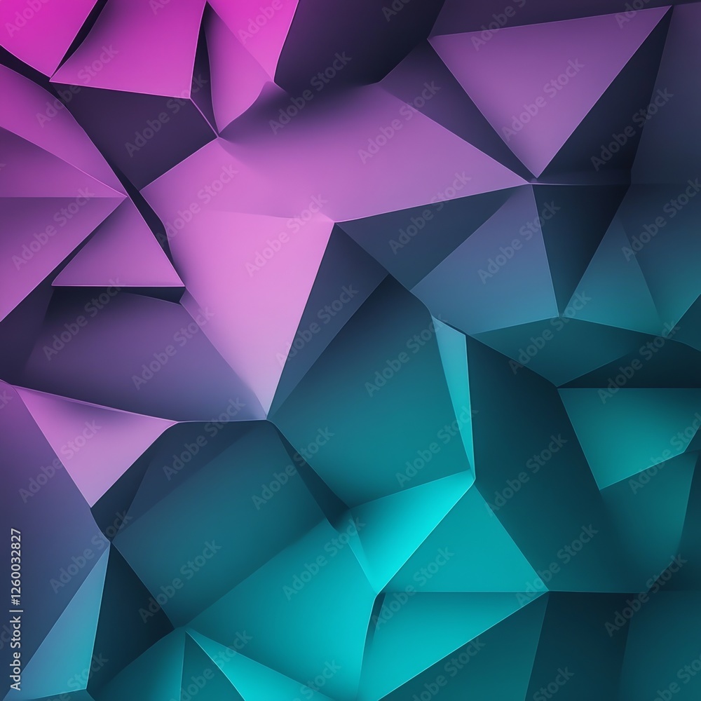 Fototapete abstract geometric background with a gradient of pink and teal colors. the image features a three-di