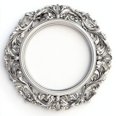 frame picture oval round isolated on white background luxury vintage retro gold