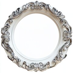 frame picture oval round isolated on white background luxury vintage retro gold