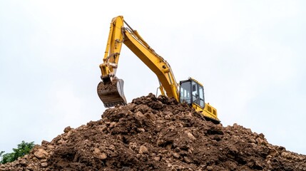 Excavator working on a pile of dirt (1)