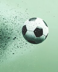 Dynamic Soccer Ball in Motion on Bright Green Field