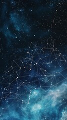 Fototapeta premium Abstract digital network against a dark blue galaxy background