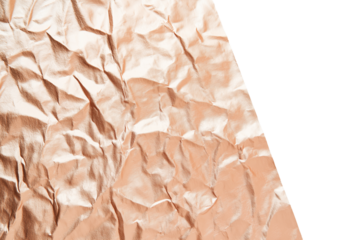 Metallic rose gold paper with hammered texture isolated on transparent white background