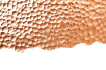 Metallic rose gold paper with hammered texture isolated on transparent white background