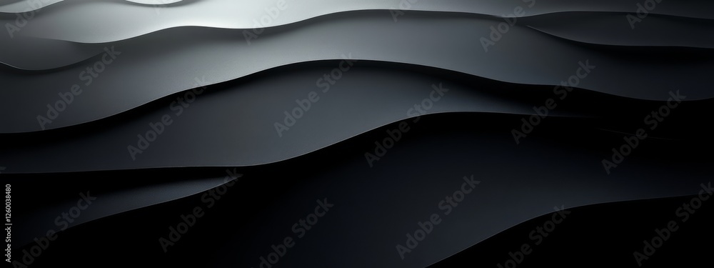 Poster sleek black background with smooth gradient for design, featuring white space in the center for text